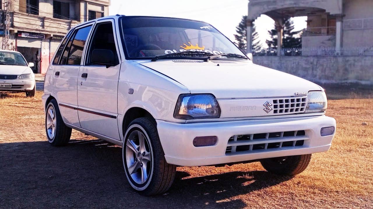 White Suzuki Mehran 2008 available for self-drive rental in Lahore